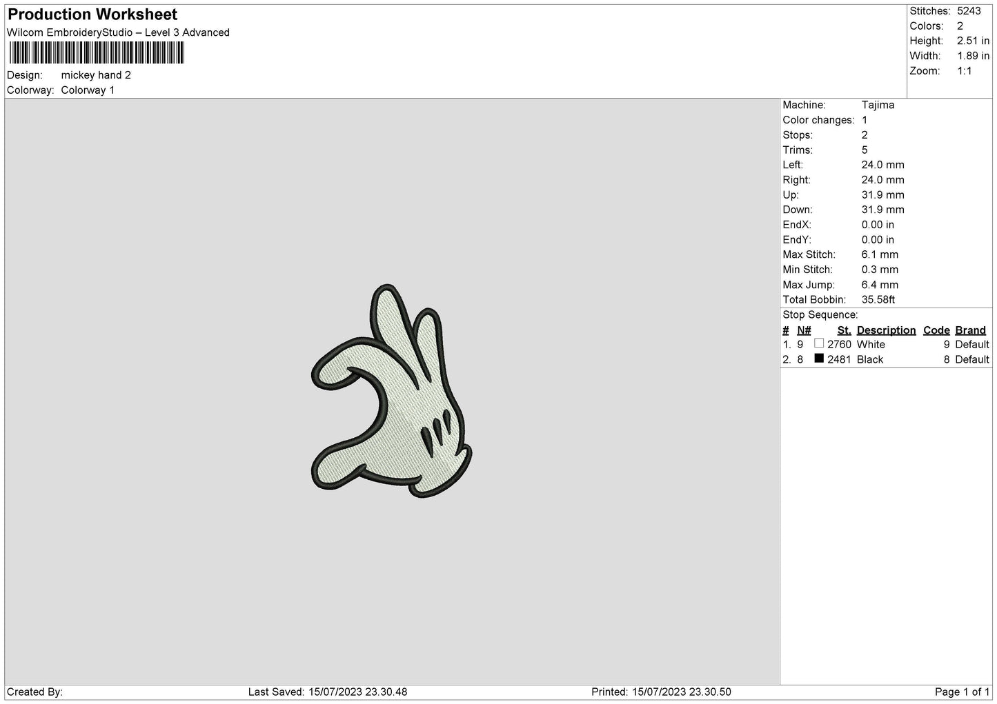 Mickey Hand Embroidery File 6 sizes