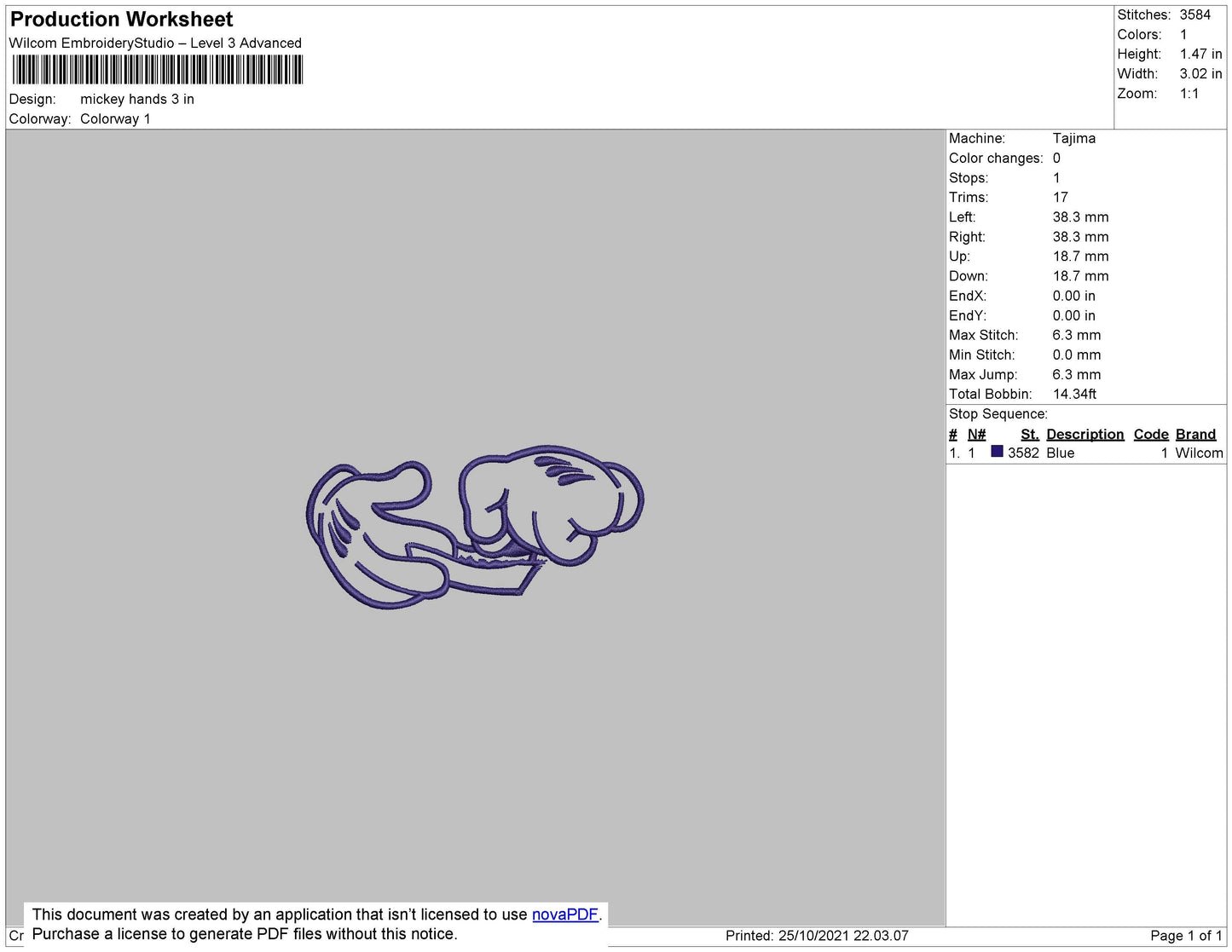 Mickey Hands Embroidery File 4 size
