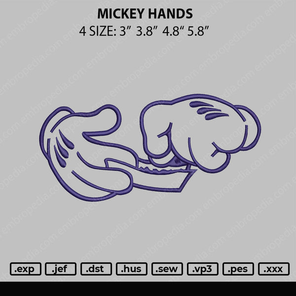 Mickey Hands Embroidery File 4 size