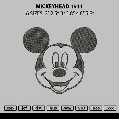 Mickeyhead 1911 Embroidery File 6 sizes