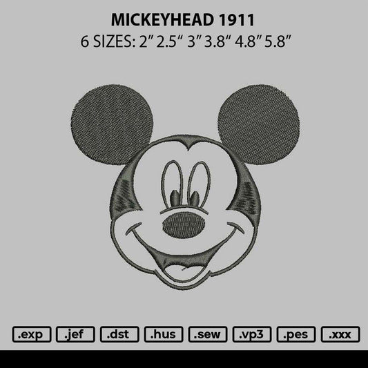 Mickeyhead 1911 Embroidery File 6 sizes