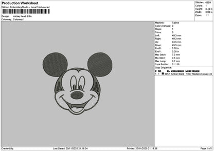 Mickeyhead 1911 Embroidery File 6 sizes