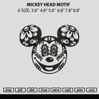 Mickey Head Motif Embroidery File 6 sizes