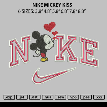Nike Mickey Kiss Embroidery File 6 sizes