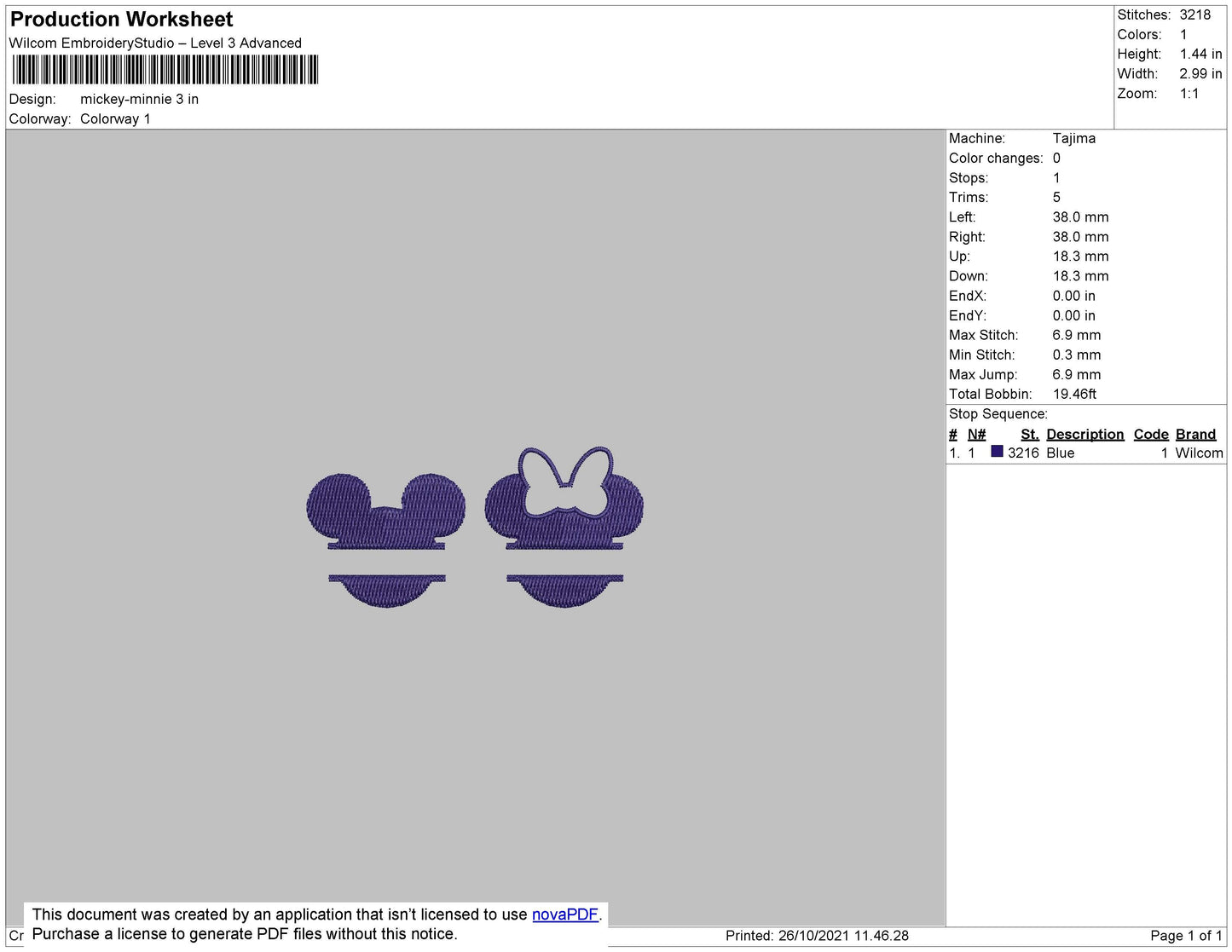 Mickey Minnie Embroidery File 4 size