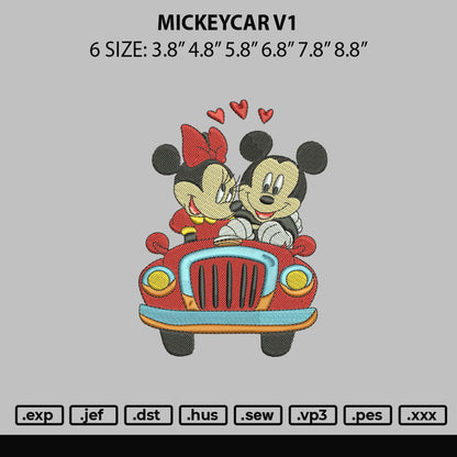 Mickeycar V1 Embroidery File 6 sizes