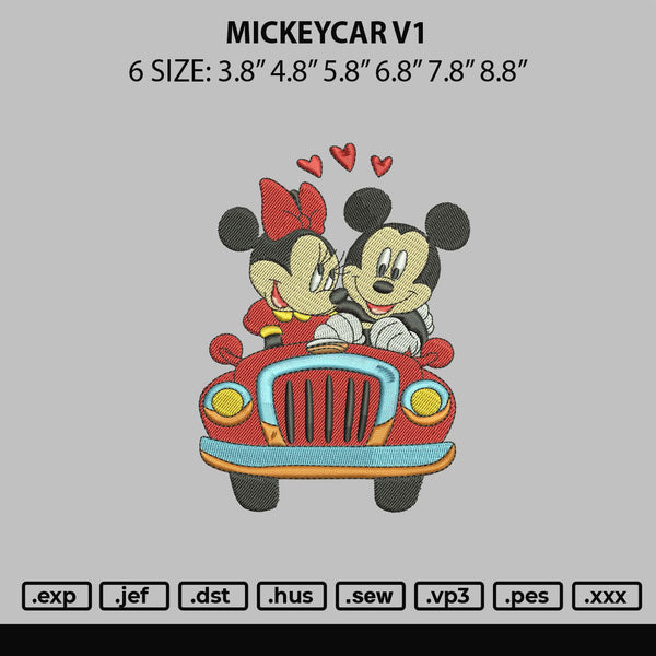 Mickeycar V1 Embroidery File 6 sizes