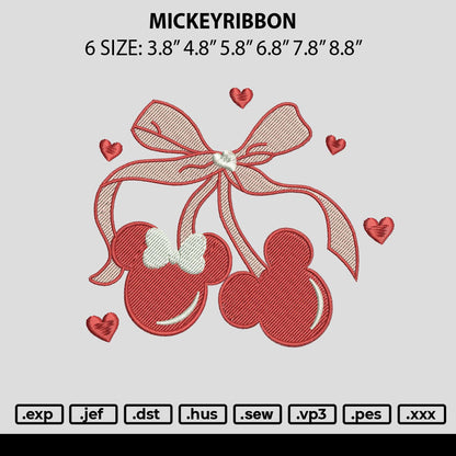 Mickeyribbon Embroidery File 6 sizes