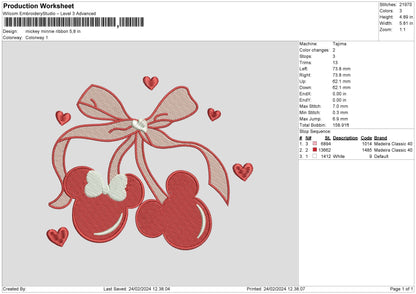 Mickeyribbon Embroidery File 6 sizes