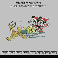 Mickey M Xmas Embroidery File 6 sizes