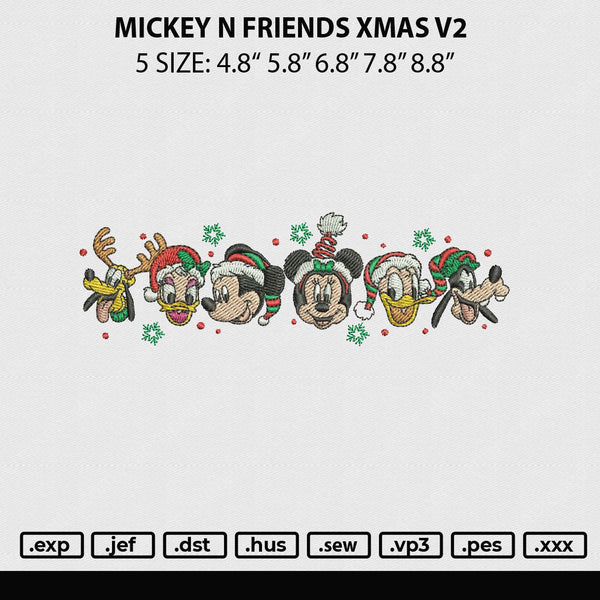 Mickey N Friends Xmas Embroidery File 5 sizes