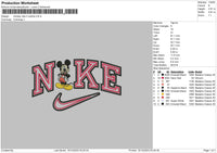 Mickey Nike 2 Outline Embroidery File 6 sizes