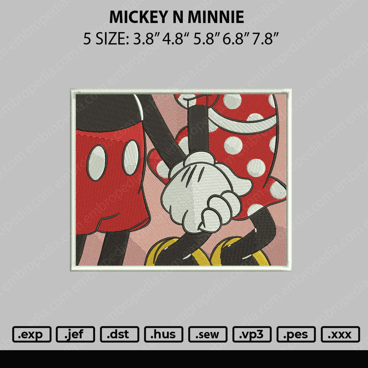Mickey N Minnie Embroidery File 5 sizes