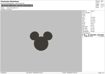 Mickeyflat Embroidery File 6 sizes