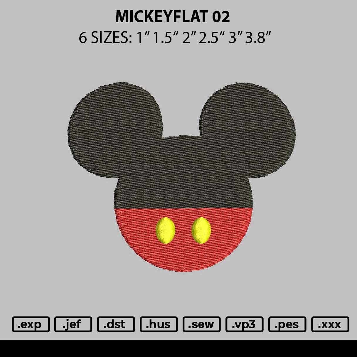 Mickeyflat 02 Embroidery File 6 sizes