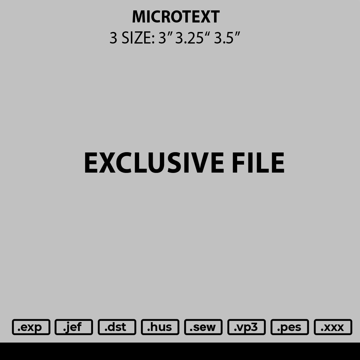 Microtext Embroidery File 6 sizes