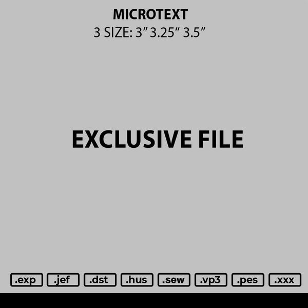 Microtext Embroidery File 6 sizes