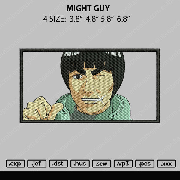 Might Guy Embroidery File 4 size