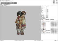 Mikasa Eren Embroidery File 4 size
