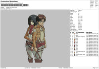 Mikasa Eren Embroidery File 4 size