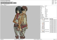 Mikasa Eren Embroidery File 4 size