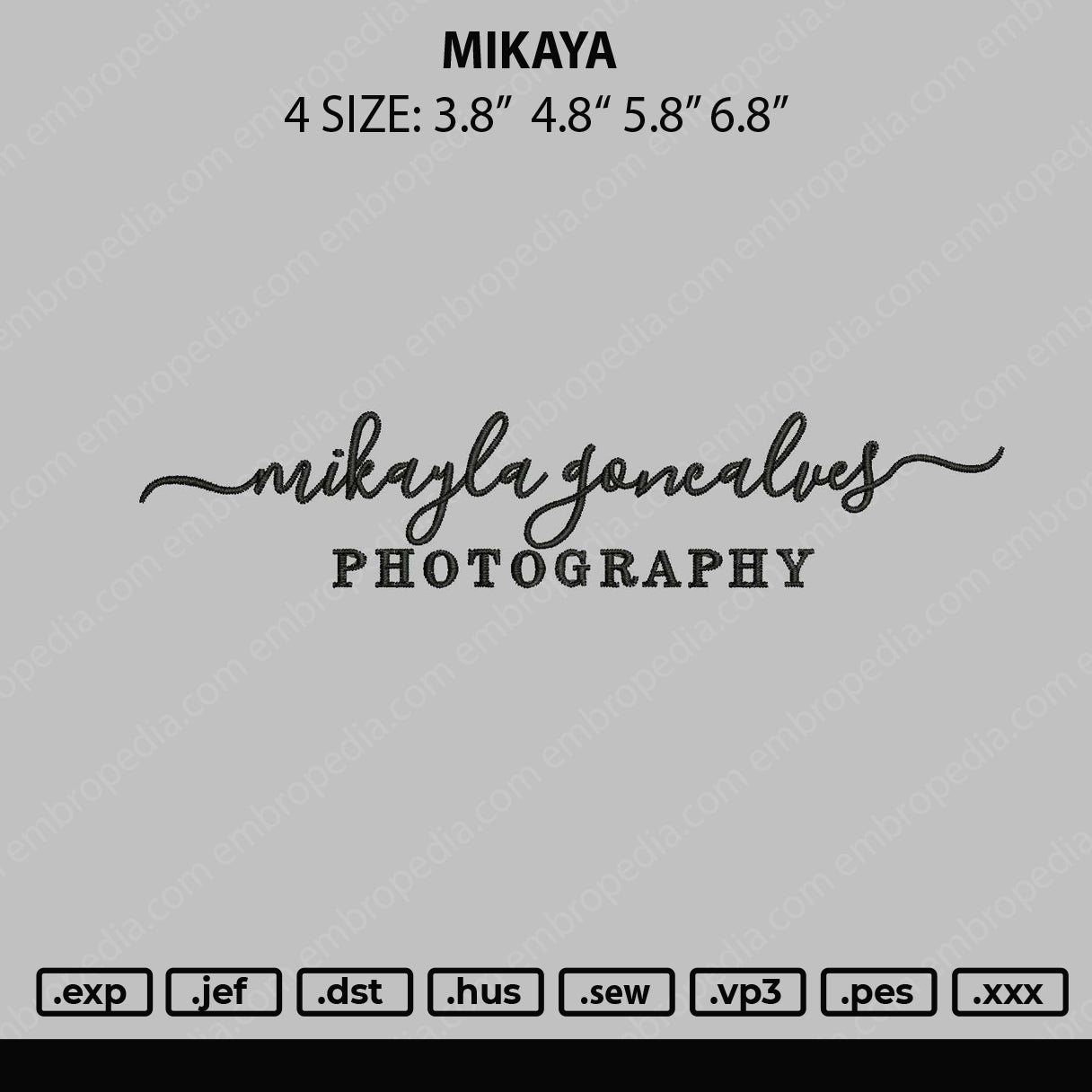 Mikaya Embroidery File 4 sizes