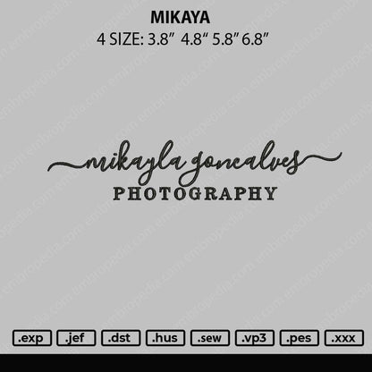 Mikaya Embroidery File 4 sizes