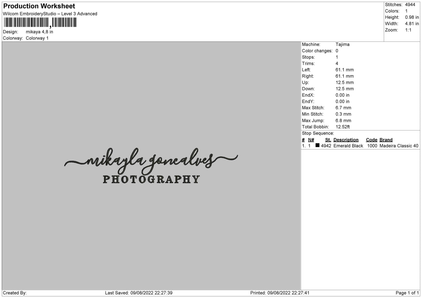 Mikaya Embroidery File 4 sizes