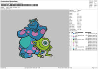 Mike n Sully Monsters Embroidery File 6 sizes