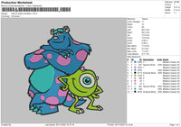Mike n Sully Monsters Embroidery File 6 sizes