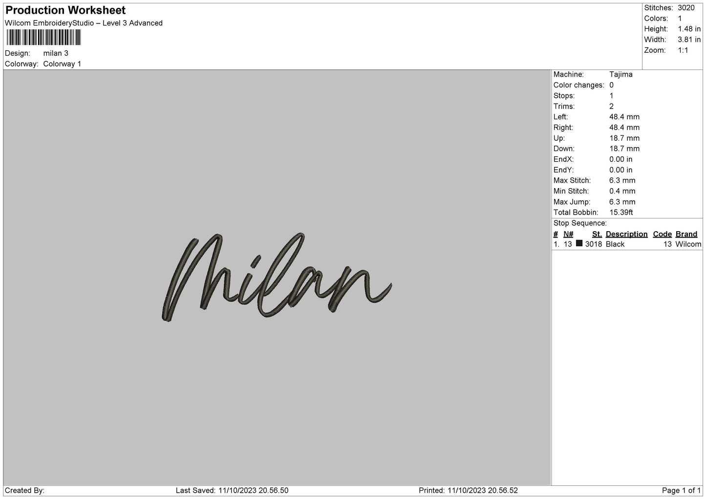 Milan Embroidery File 6 sizes