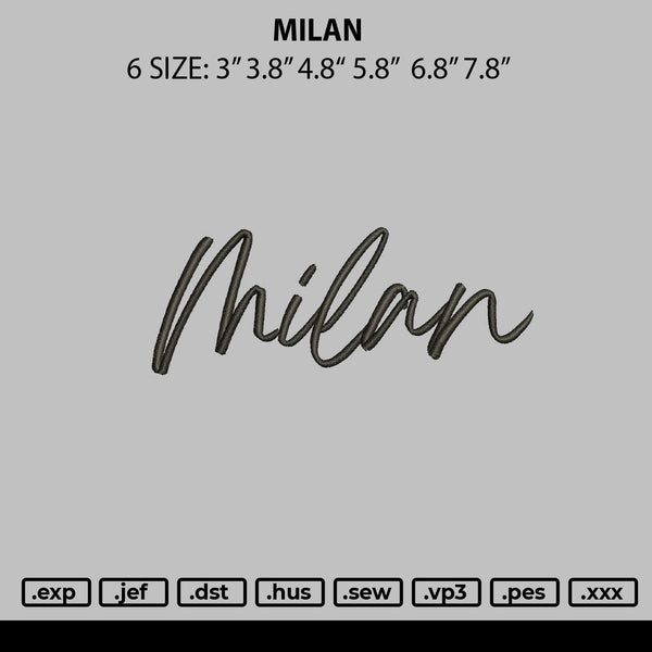 Milan Embroidery File 6 sizes