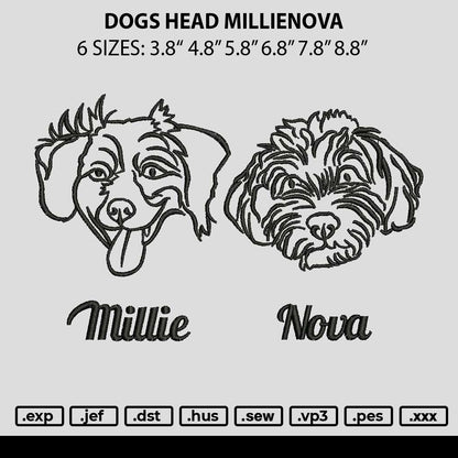Dogs Head Millienova Embroidery File 6 sizes