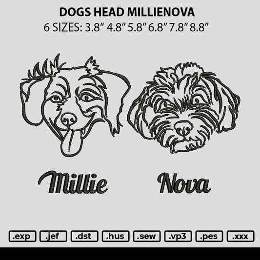 Dogs Head Millienova Embroidery File 6 sizes