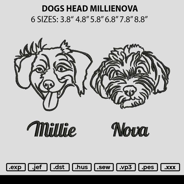 Dogs Head Millienova Embroidery File 6 sizes