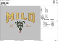 Milo Dog Embroidery File 6 sizes