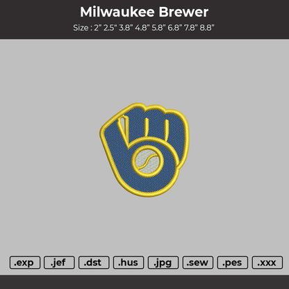 milwaukee Brewers Logo Embroidery File 6 sizes