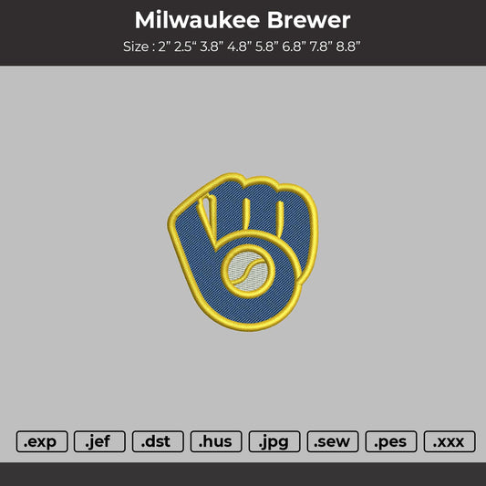 milwaukee Brewers Logo Embroidery File 6 sizes