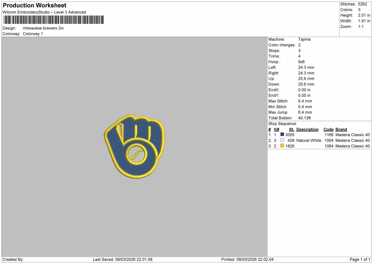 milwaukee Brewers Logo Embroidery File 6 sizes