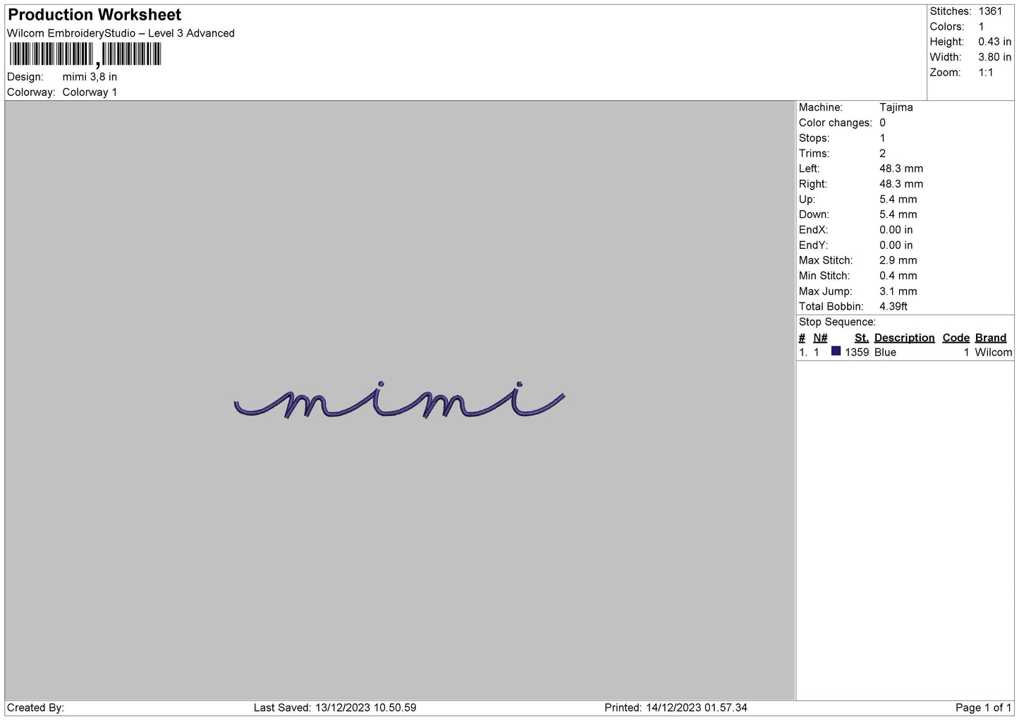 Names 1412 Embroidery File 6 sizes