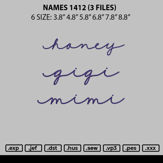 Names 1412 Embroidery File 6 sizes
