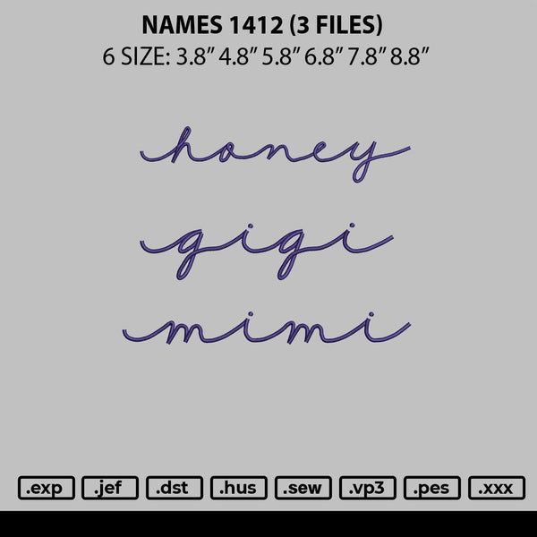 Names 1412 Embroidery File 6 sizes