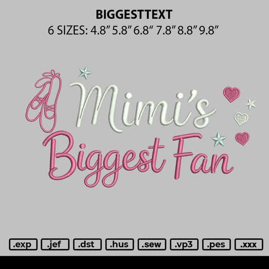 Biggesttext Embroidery File 6 sizes