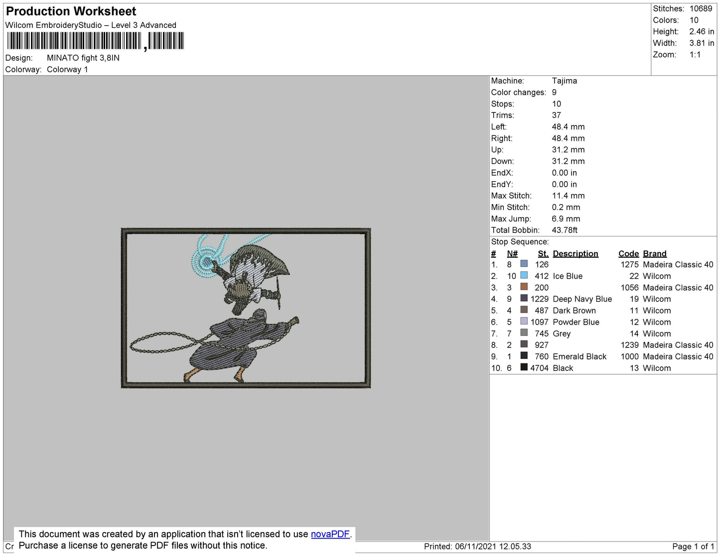 Minato Fight Embroidery File 4 size