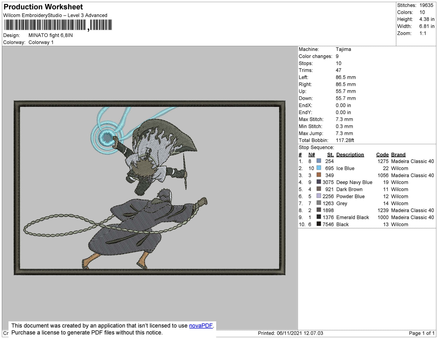 Minato Fight Embroidery File 4 size