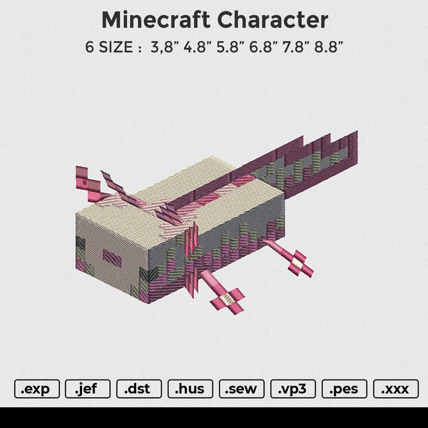 Minecraft Character Embroidery File 6 size