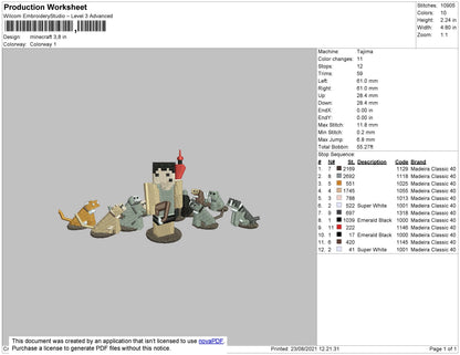 Minecraft Embroidery File 4 size