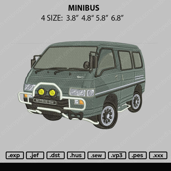 Minibus Embroidery File 4 size