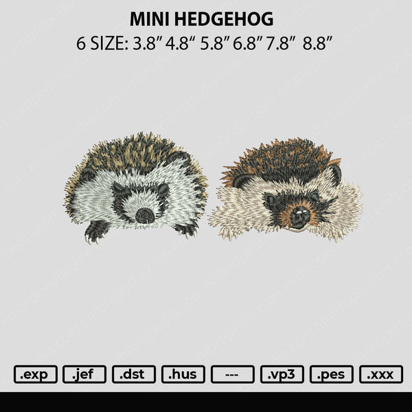 Mini Hedgehog Embroidery File 6 sizes
