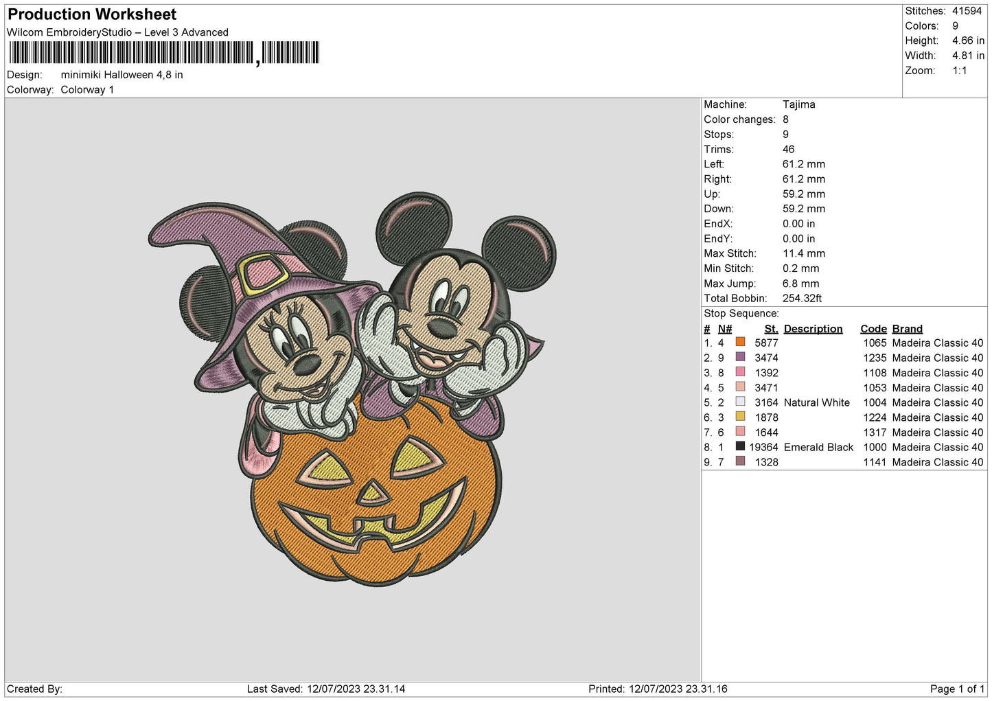 MiniMicki Halloween Embroidery File 6 sizes